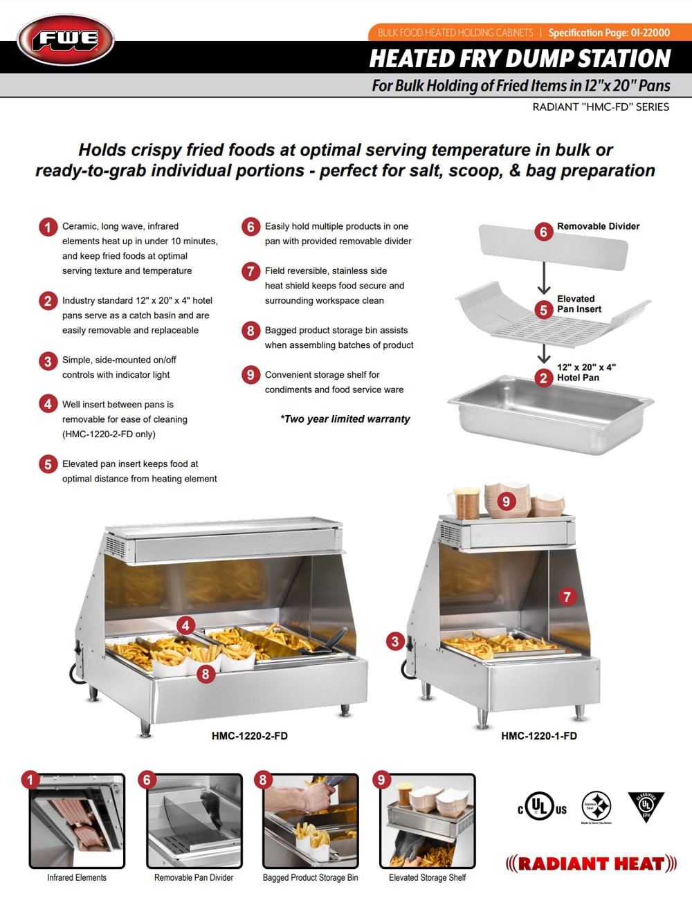 FWE's Heated Fry Dump Station - Specification Sheet