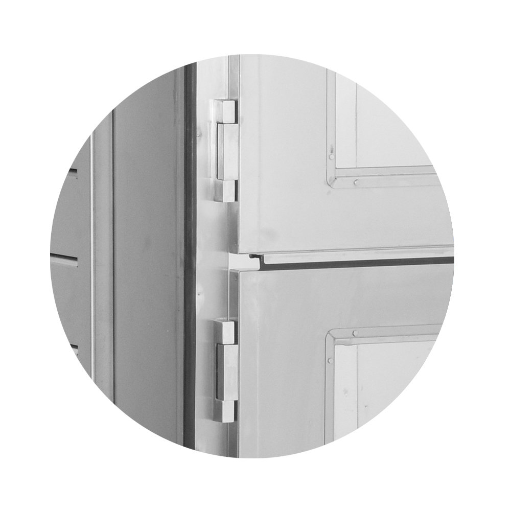 Self-Closing Door Hinges & Gasket Sealed Doors combined with powerful heat system provide a quick recovery for your Clymate IQ!