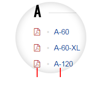 To download the spec sheet click on the PDF icon | To view the product page click on the model number
